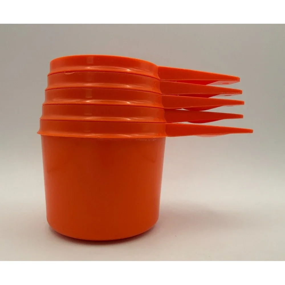 Vintage Tupperware Orange Measuring Cups Set of 5 Nesting Made in USA Retro